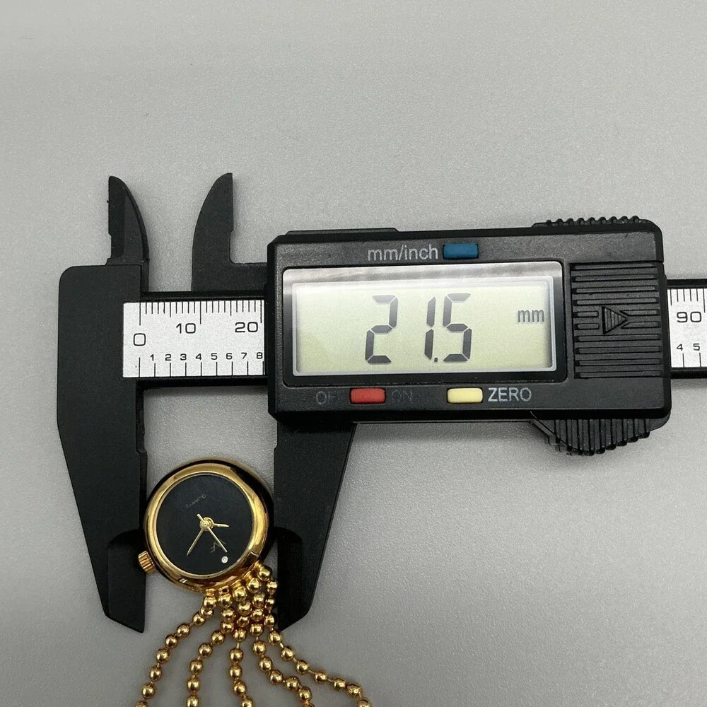 Vintage WF Womens Watch 22mm Black Dial Gold Tone Parachute Brooch New Battery